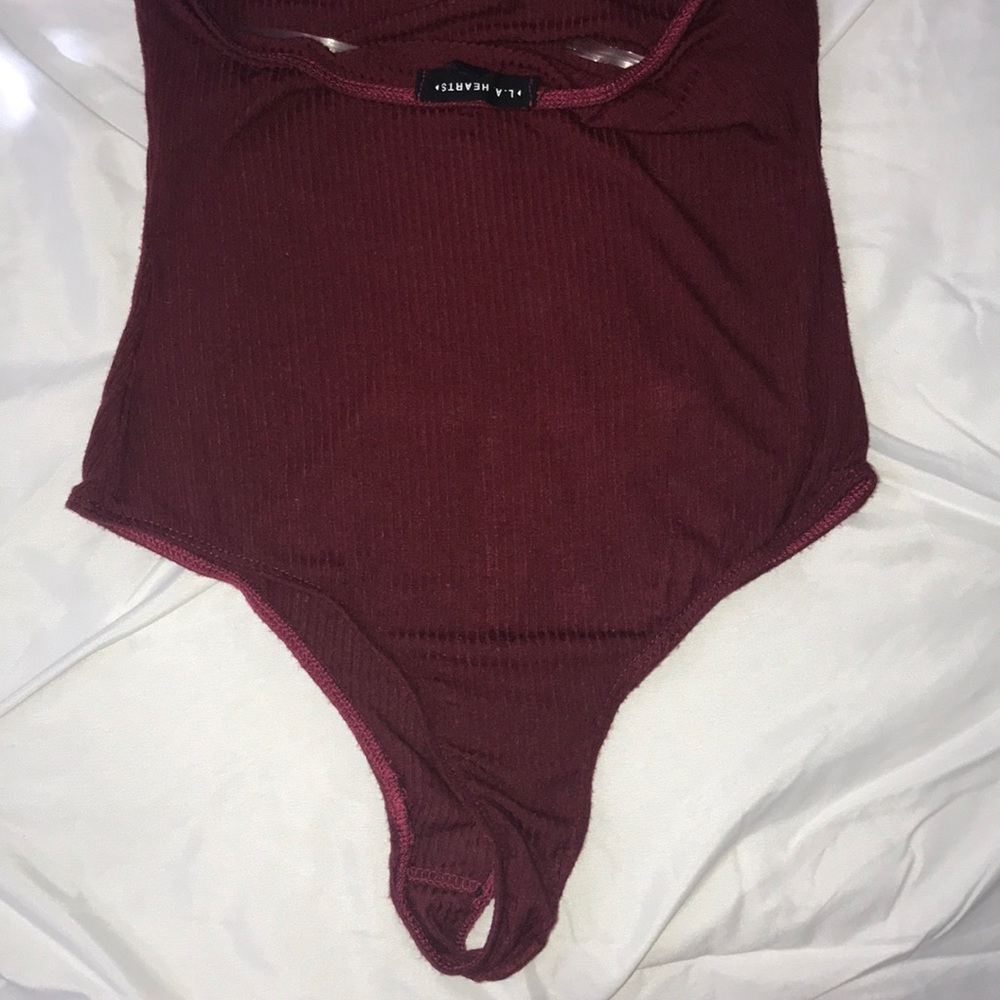 Burgundy haltered body suit